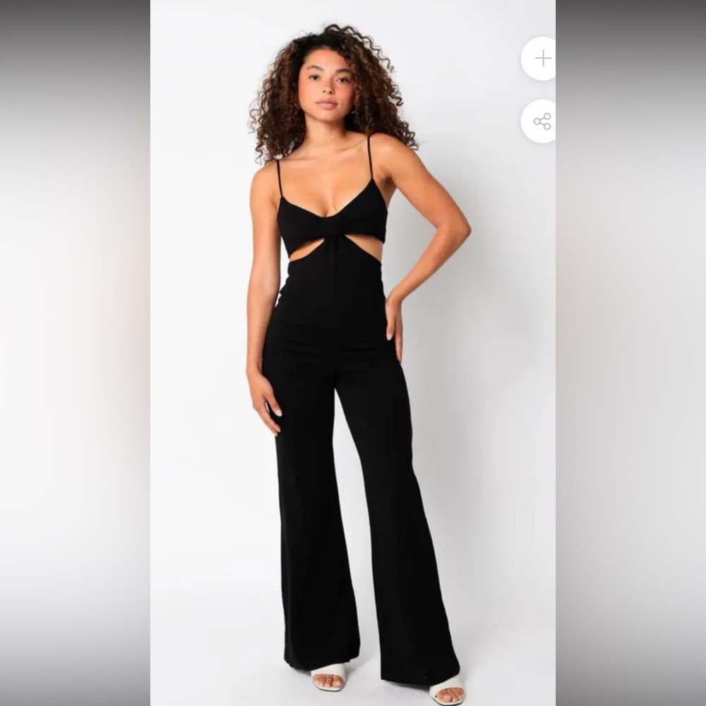 Olivaceous Black Jumpsuit with Cut Outs